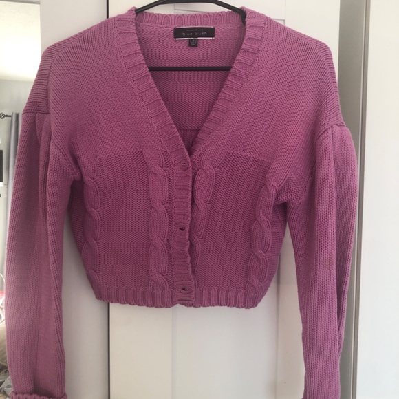 NWOT Blue Blush Crop Lilac Pink Cable-knit Sweater - Picture 2 of 5